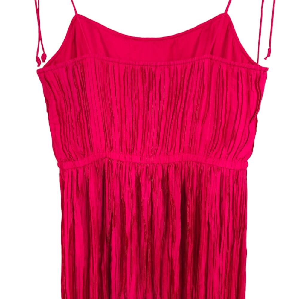 Ulla Johnson Midi Dress Orla Satin Pleated Sleeveless Hot Pink New No Tags - Picture 8 of 15